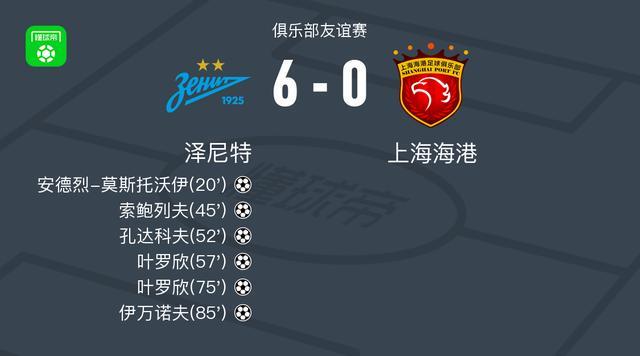 九游下载入口-泽尼特6-0血洗上海海港，叶罗欣梅开二度，伊万诺夫破门
